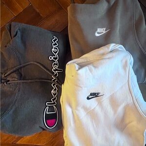 Nike Champion Warm Hoodie Lot:Men Medium Gray White Light Brown